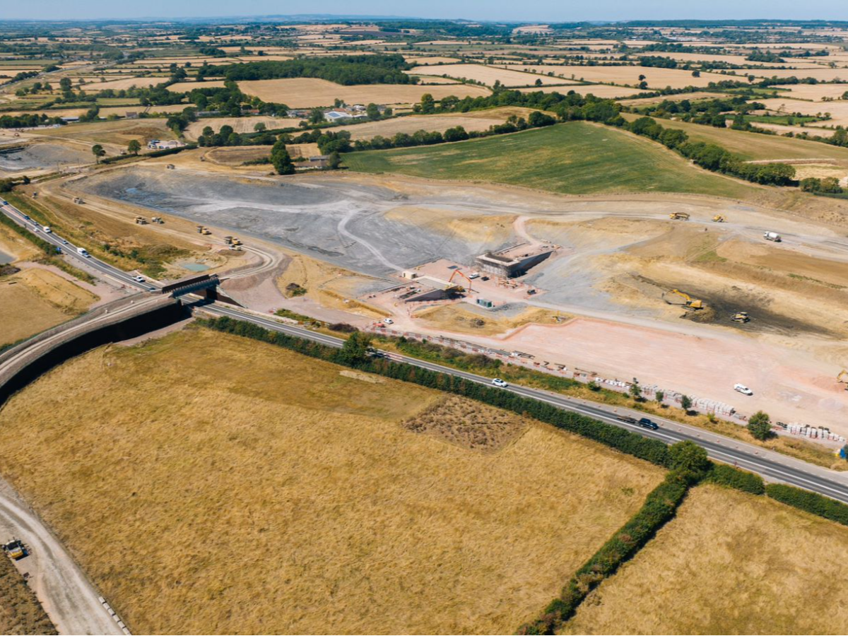 3D terrain model and cut and fill volumetric calculation output from A303 Sparkford to Ilchester